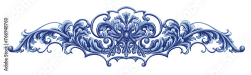 Decorative vignette with blue scrolls in victorian style