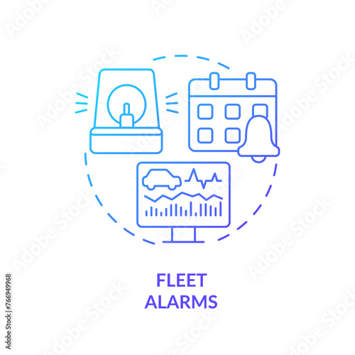 Fleet alarms blue gradient concept icon. Safety awareness, customer service. Car monitoring. Round shape line illustration. Abstract idea. Graphic design. Easy to use in infographic, presentation