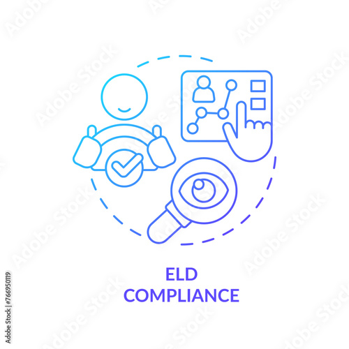 ELD compliance blue gradient concept icon. Onboard diagnostics system. Industry standards. Round shape line illustration. Abstract idea. Graphic design. Easy to use in infographic, presentation