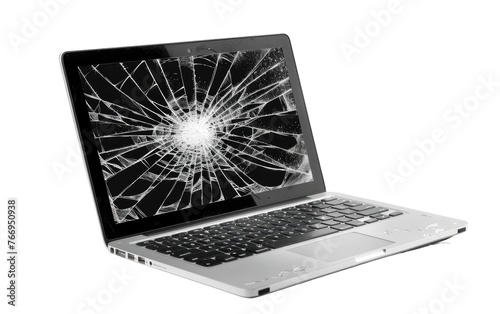 Faulty Laptop Screen: A Broken Blank Display isolated on transparent Background