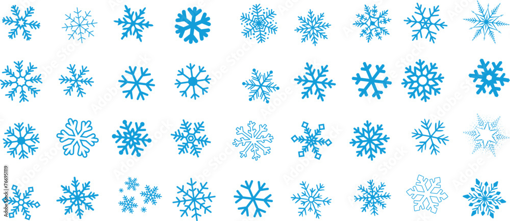 set of snowflake vector icons set of snowflake vector icons