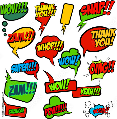 Obraz na plátně Set of comic text, Pop art style phrases