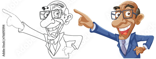 Two animated businessmen gesturing with enthusiasm.