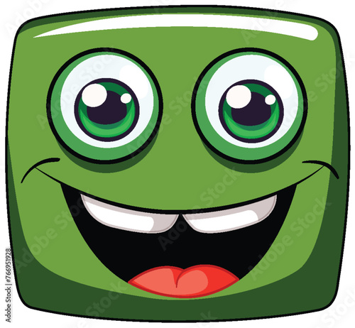 Vector illustration of a cheerful green square face