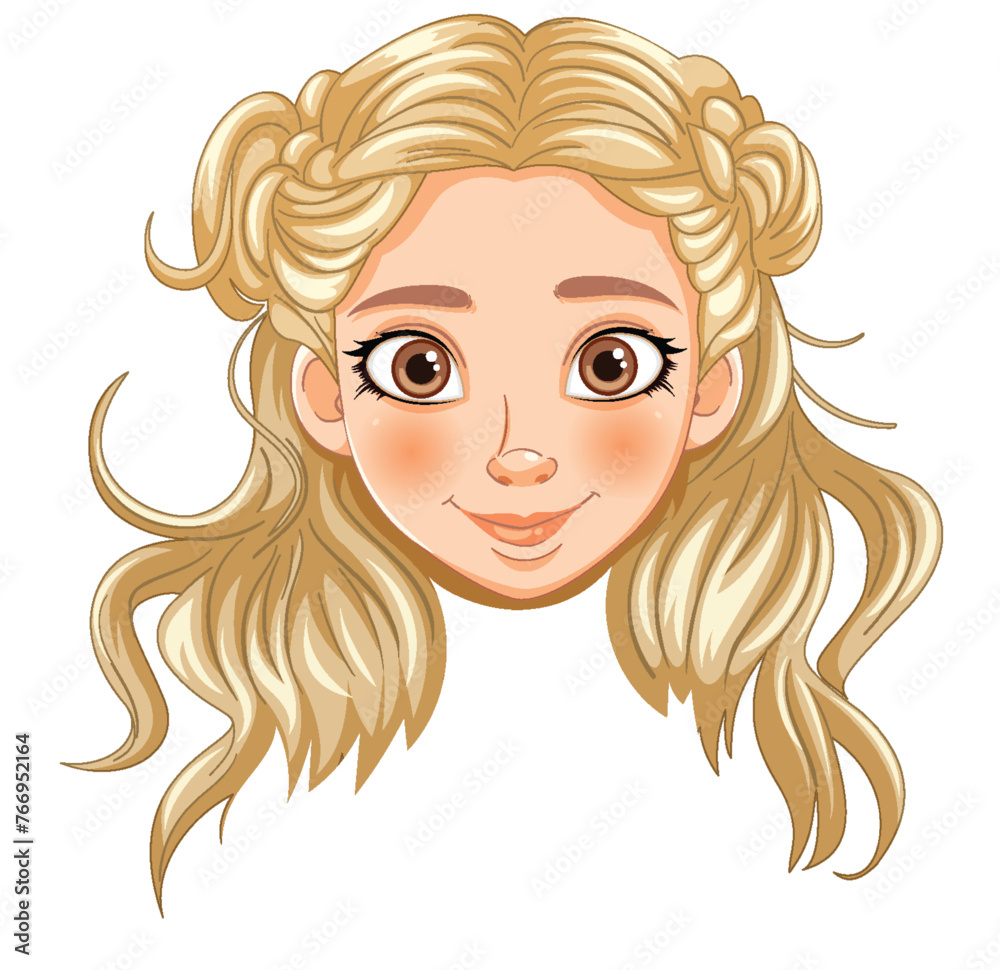 Illustration of a cheerful young blonde girl