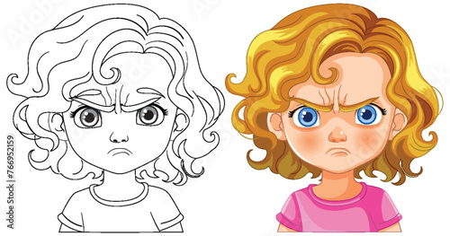 Vector illustration of a child showing anger