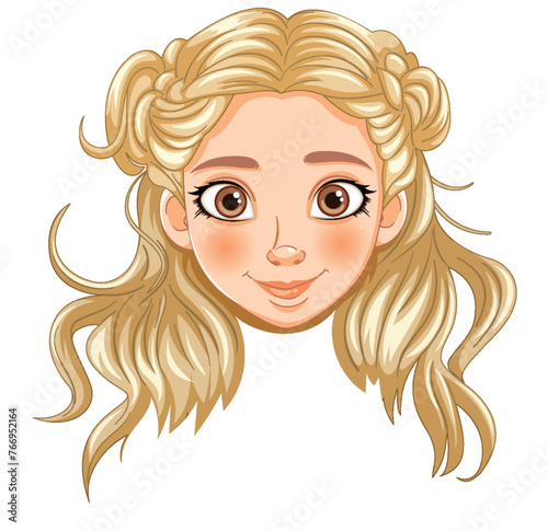 Illustration of a cheerful young blonde girl