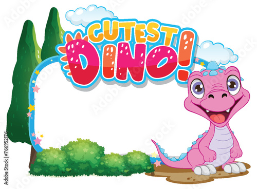Cute pink dinosaur illustration with playful text