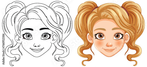 Transformation of a line drawing to a colored character