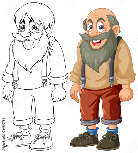 Two happy dwarves standing side by side.