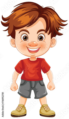 Cheerful young boy smiling in casual clothes