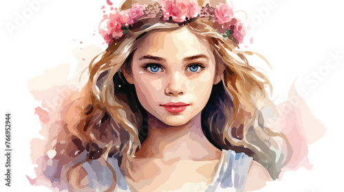 Princess Portrait Watercolor Evoking Fairy Tale Wonde