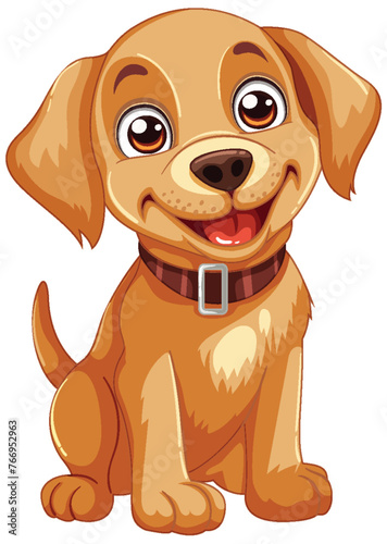 Vector illustration of a happy, brown puppy