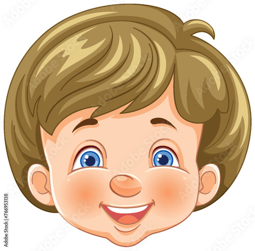 Vector graphic of a smiling young boy's face