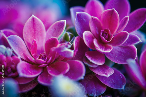Macro shot of neon succulent with shallow depth of field