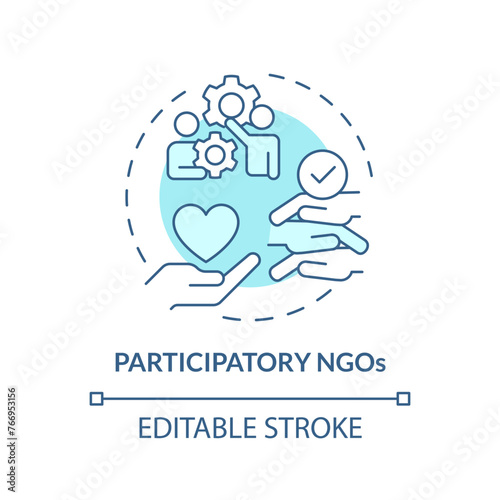 Participatory NGOs soft blue concept icon. Non governmental organization. Public participation. Round shape line illustration. Abstract idea. Graphic design. Easy to use in article