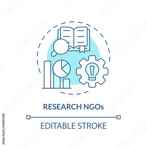 Research NGOs soft blue concept icon. Non governmental organization. Conduct research. Evidence based solutions. Round shape line illustration. Abstract idea. Graphic design. Easy to use in article