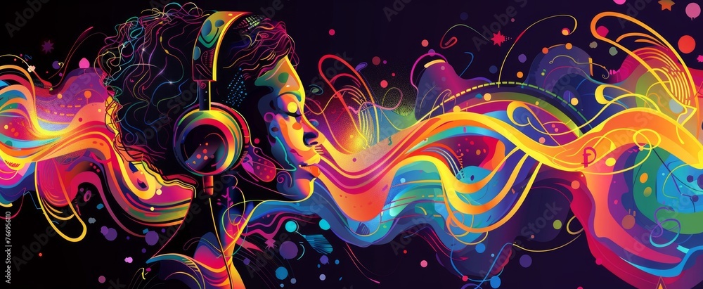 Vibrant ADHD Music Experience with Colorful Sound Waves Vibrant ADHD Music Experience with Colorful Sound Waves