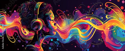 Vibrant ADHD Music Experience with Colorful Sound Waves