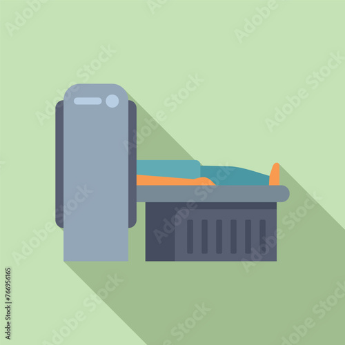 Medicine magnetic resonance device icon flat vector. Clinic equipment. Monitor computed