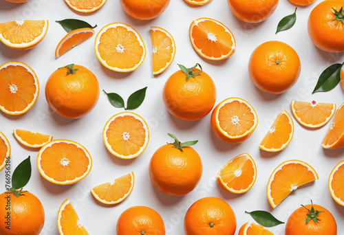 a collection of oranges isolated on a transparent background, colorful background