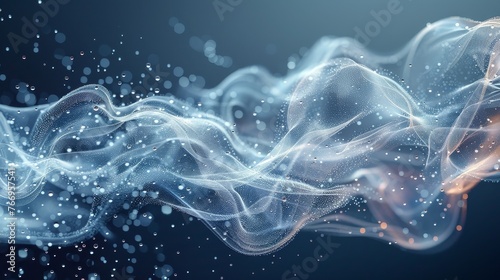Abstract light effect blowing from an air conditioner, purifier, or humidifier. Dynamic blurred motion flow in an isometric view.