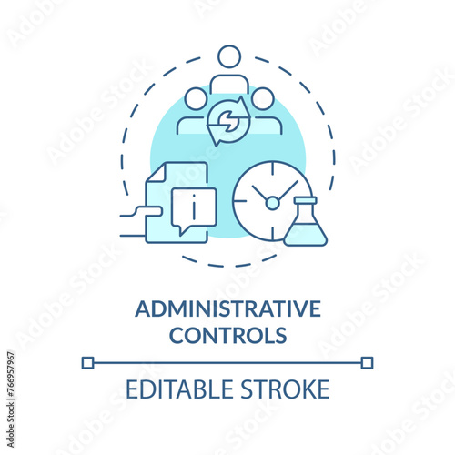 Administrative controls soft blue concept icon. Laboratory information management. Safety data sheet. Round shape line illustration. Abstract idea. Graphic design. Easy to use presentation, article