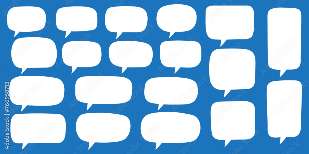 Obraz premium Set of hand drawn speech bubbles. Speak bubble for text, cartoon chatting box, message box. Blank empty white speech bubbles.