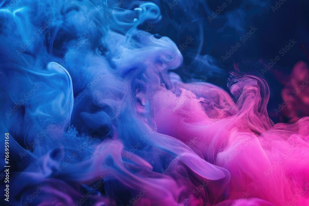 Dark blue and pink color gradient smoke wallpaper background design. ai generated