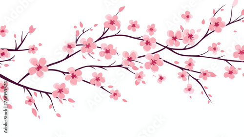 Simple pattern of cherry blossom branches Flat vector