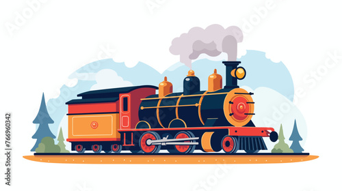 Steam Engine Train Flat vector 