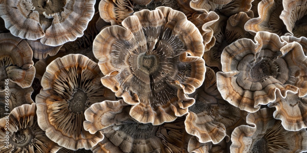 Organic Texture of Mushrooms Close-up Organic Texture of Mushrooms Close-up