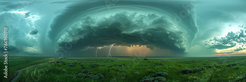Storm's Power Unleashed: Dramatic 360� Time-Lapse of Thunderstorms Over Sprawling Prairie