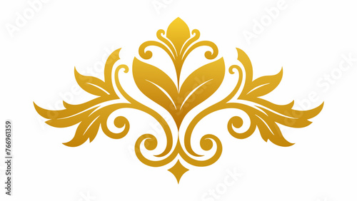 Captivating Golden Baroque Ornament Elements on White background
