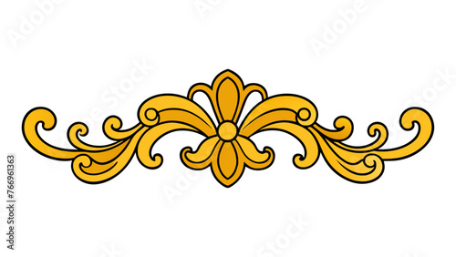 Captivating Golden Baroque Ornament Elements on White background