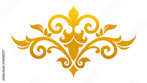 Captivating Golden Baroque Ornament Elements on White background