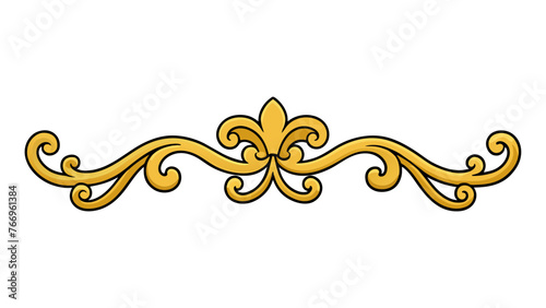 Captivating Golden Baroque Ornament Elements on White background