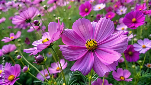 Purple cosmos flowers