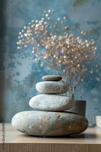 Zen Stone Podium front view focus with a Tranquil Spa Ba 2