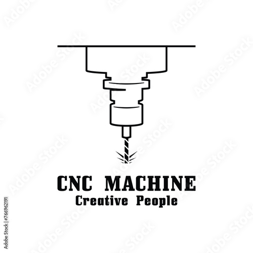 CNC Lathe machine Logo Computer Numerical Control modern 3D cutting technology design manufacturing industry cutting. This logo is ideal for cnc cutting maschines, woodworking industry, and similar.