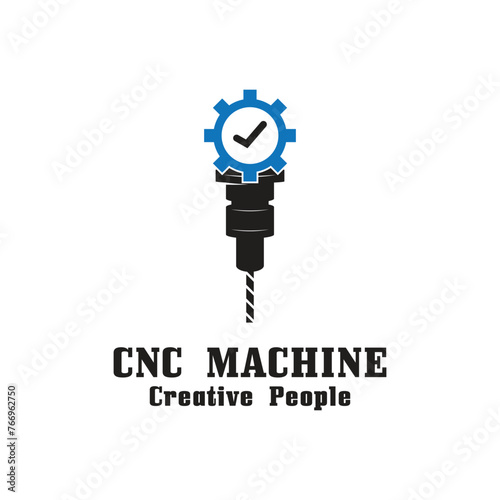 CNC Lathe machine Logo Computer Numerical Control modern 3D cutting technology design manufacturing industry cutting. This logo is ideal for cnc cutting maschines, woodworking industry, and similar.