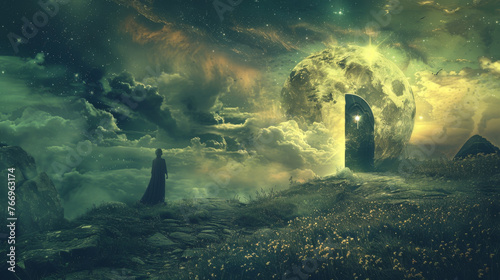 Mystical Gateway to Another World Under Celestial Skies