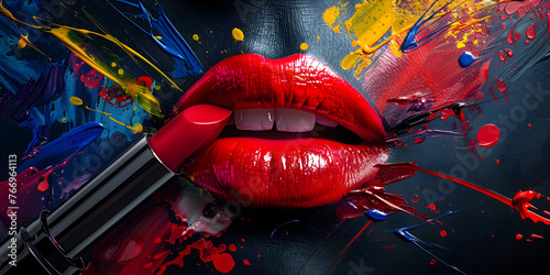  Close up beauty exploring intense lipstick colours with precision photography photo