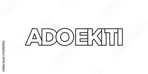 Ado Ekiti in the Nigeria emblem. The design features a geometric style, vector illustration with bold typography in a modern font. The graphic slogan lettering. photo