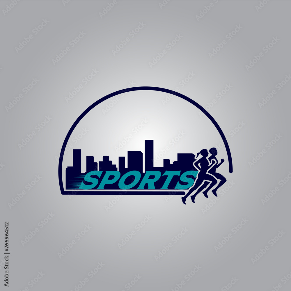 Obraz premium Sport running logo vector illustration on white background