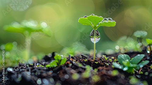 The concept of new life is depicted as a sprout emerges from the ground, symbolizing growth and renewal