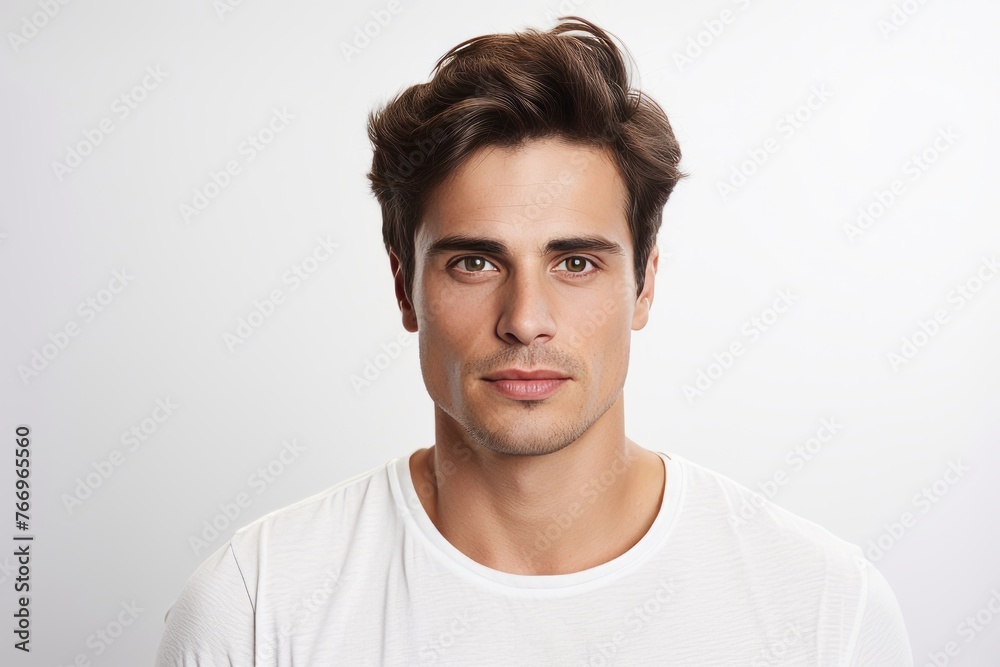 Portrait of a handsome young man in white t-shirt. Portrait of a handsome young man in white t-shirt.
