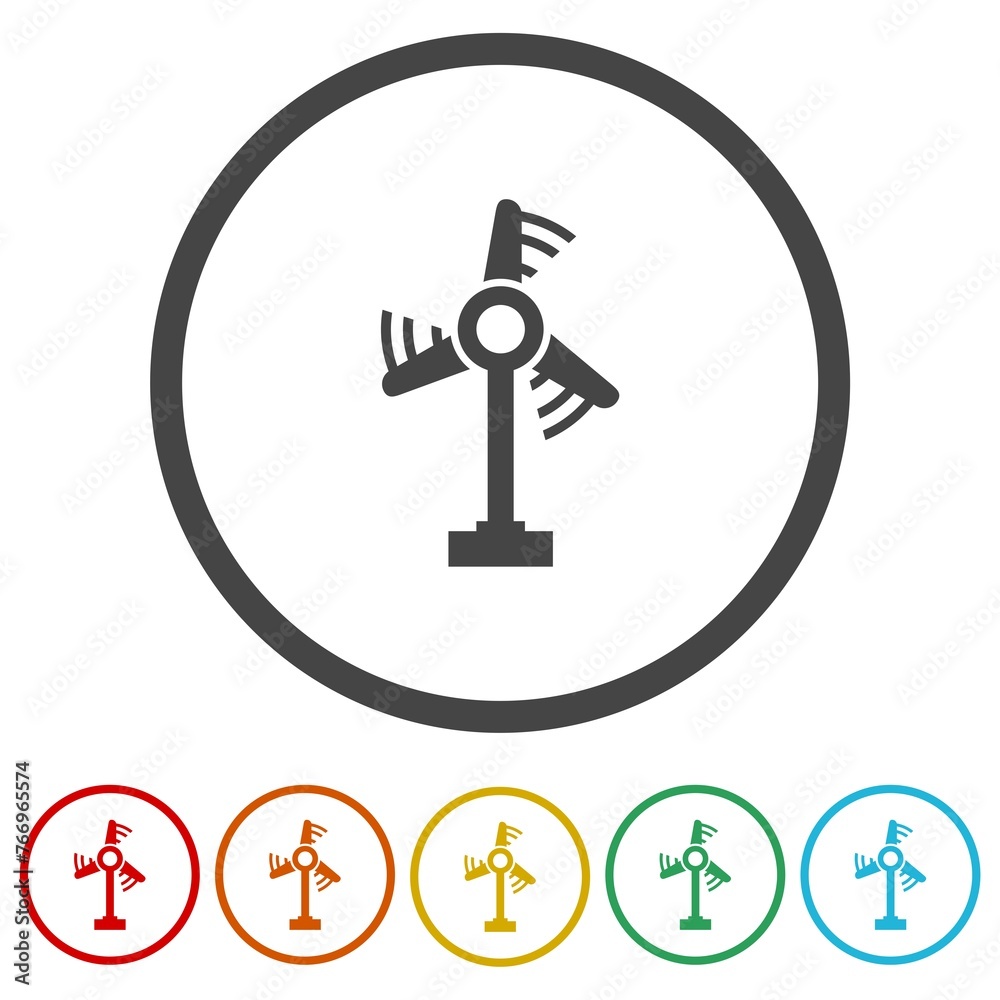 Wind turbine icon. Set icons in color circle buttons Wind turbine icon. Set icons in color circle buttons