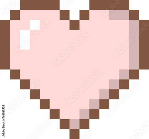 Pastel pixel heart chocolate & pink color vector icon