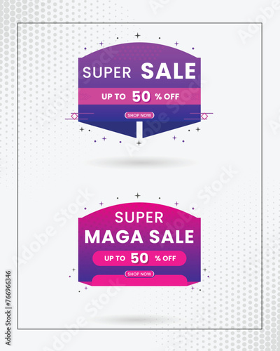 Colorful mega sale design up to 50 off background Discount promotion layout banner design